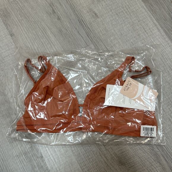 NWT All. You. LIVELY Triangle Bralette Mesh Wireless Bra Size Medium Rust Orange - Picture 16 of 16